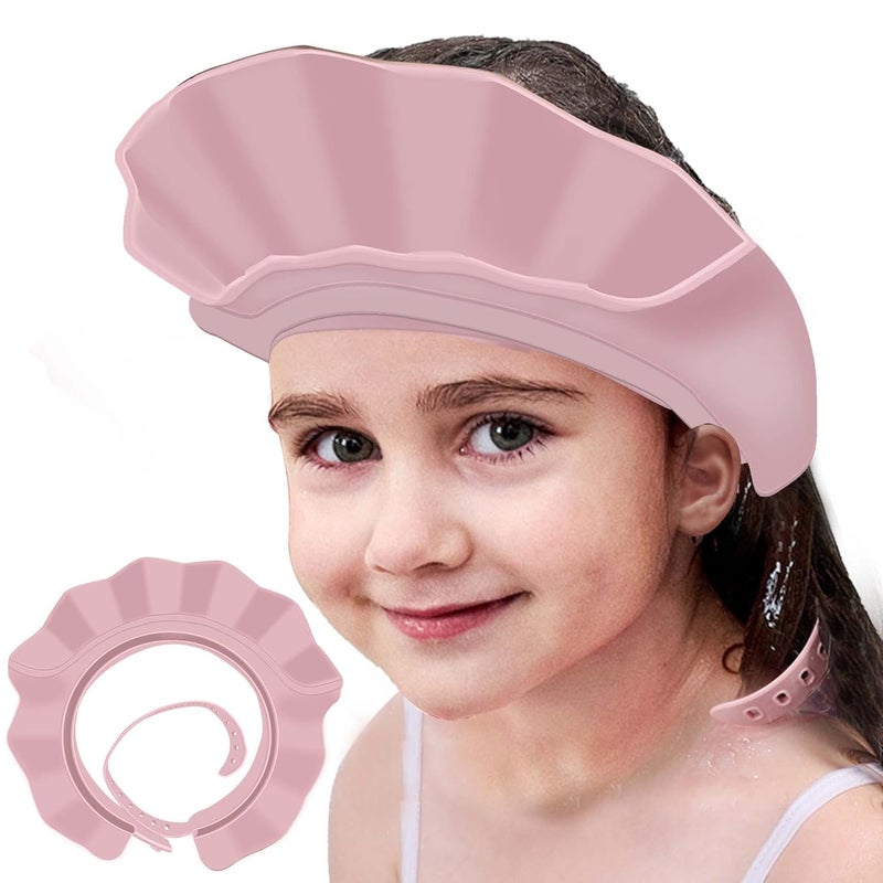 KOMIDK Baby Kids Shower Cap Shampoo Bath Bathing Hat Silicone Adjustable Washing Hair Shower Bathing Protection Shower Cap for Toddler, Baby, Kid, Children (Pink) - Image 1